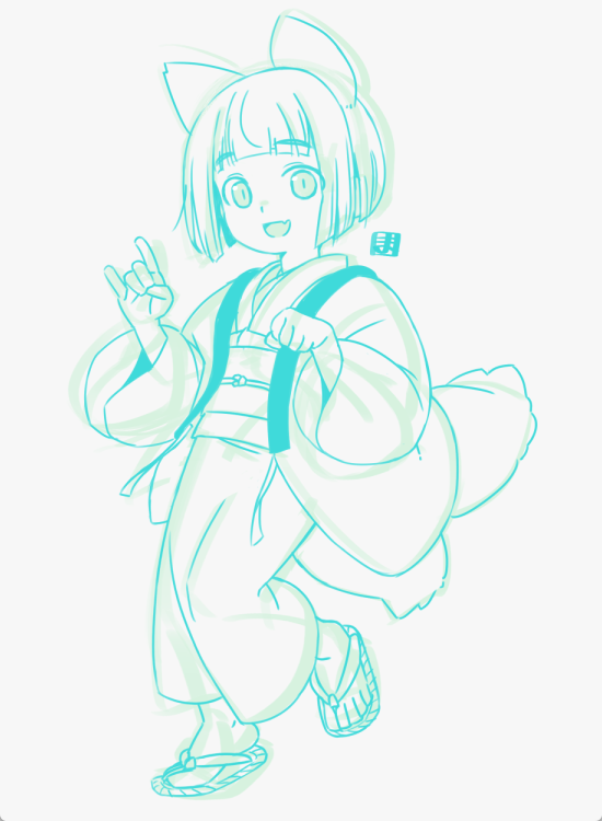 「wip そういえば今年に入ってからちゃんとした着物姿の菊理描いてないのに気付く‥」|廻のイラスト