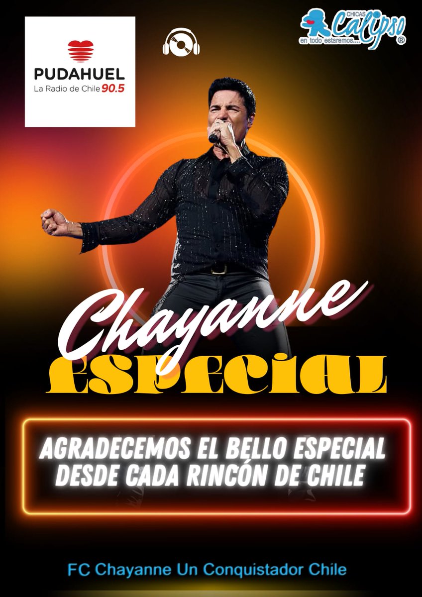 PasaperaCecy's tweet image. Gracias #Pablo y @RadioPudahuel por el especial a nuestro querido @CHAYANNEMUSIC con su canción #Simplemente cariños desde #Iquique @CHICASDECALIPSO