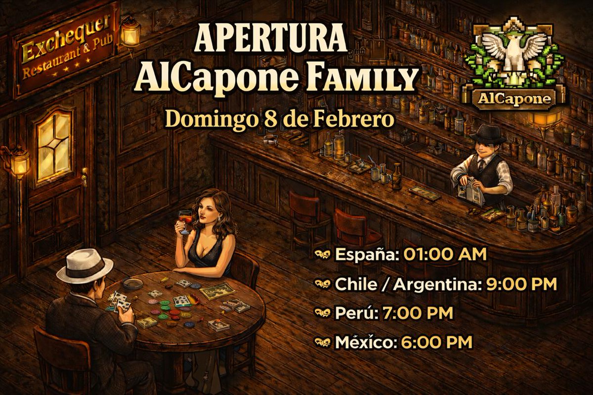 AlCapone retoma el control de Chicago. Quién tenga el valor de venir y conocernos, será recibido...

📍Exchequer Restaurant &amp; Pub.
🗓 Febrero 08