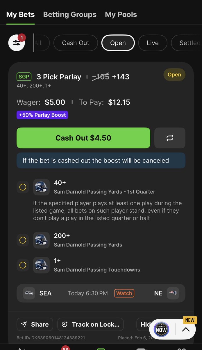 blapples1's tweet photo. @DKSportsbook @DK_Assist Lezzz go! https://t.co/vWW8cVI2az