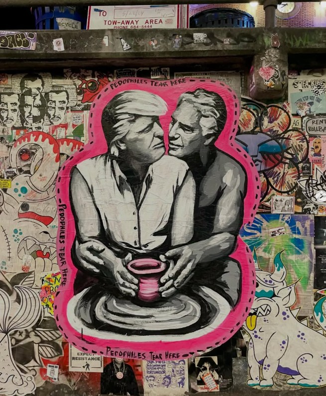 Anti-Trump and anti-Epstein mural.