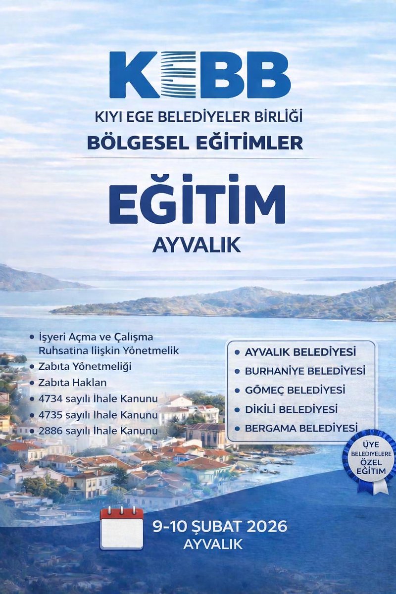 Kıyı Ege Belediyeler Birliği olarak
üye belediyelerimize yönelik ücretsiz olarak gerçekleşecek BÖLGESEL EĞİTİMLER kapsamında
Ayvalık’ta bir araya geliyoruz.

Birlikte öğreniyor, birlikte güçleniyoruz. #kiyi #ege #belediyeler #birliği #izmir #muğla #ayvalik