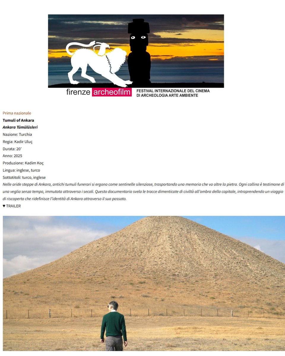 BAŞKENT ANKARA'YI ULUSLARARASI DÜZEYDE TANITMAYA DEVAM EDİYORUZ.
Kültür ve Turizm Bakanlığı, ODTÜ, Anadolu Medeniyetleri Müzesi, Gordion Kazı Başkanlığı işbirliği ile Gordion Vakfı tarafından hazırlanan Ankara Tümülüsleri Belgeseli 11 Mart 2026 günü Firenze Arkeofilm Festivali