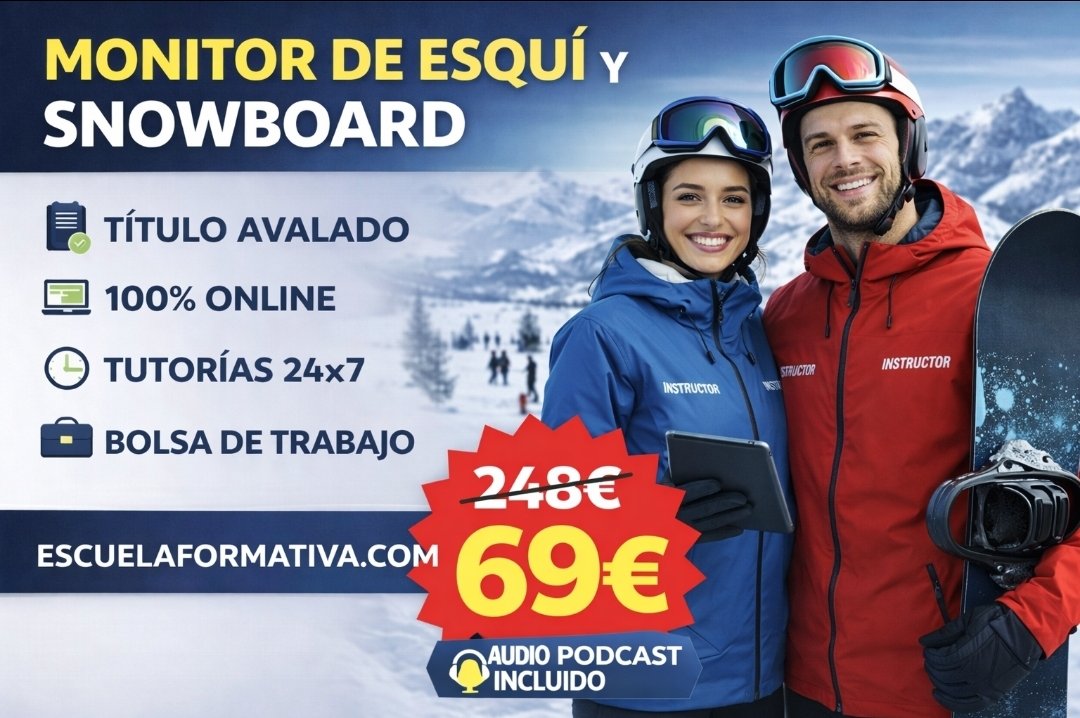 ❄️¿Te imaginas convertir tu pasión en tu profesión?⛷️
🎓 Monitor de #Esquí y #Snowboard
💻 100% online | 🧑‍🏫 Tutorías 24x7 ✅️Bolsa de trabajo
🏂 Ahora por solo 69€‼️

escuelaformativa.com/cursos/monitor…

#JuegosOlímpicosDeInvierno
#WinterOlympics #OlympicWinterGames
 #milano2026 #Milano