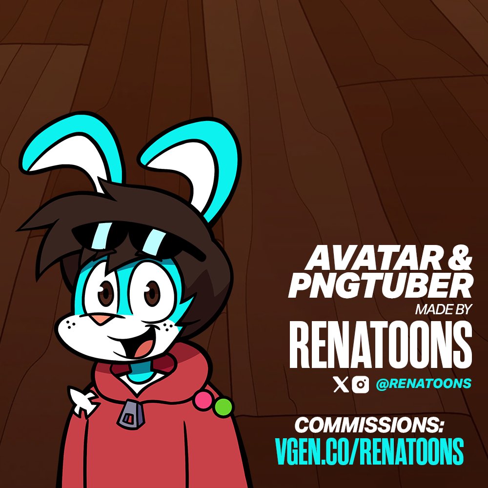 Happy to announce that I worked with <a href="/RenaToons/">Rena</a>, who made an incredible PNGTuber/Avatar for me by commission!

If you're looking for a commission, check them out on VGen and on all of their social media pages!
- vgen.co/renatoons
- linktr.ee/renatoons

🐇🐇🐇