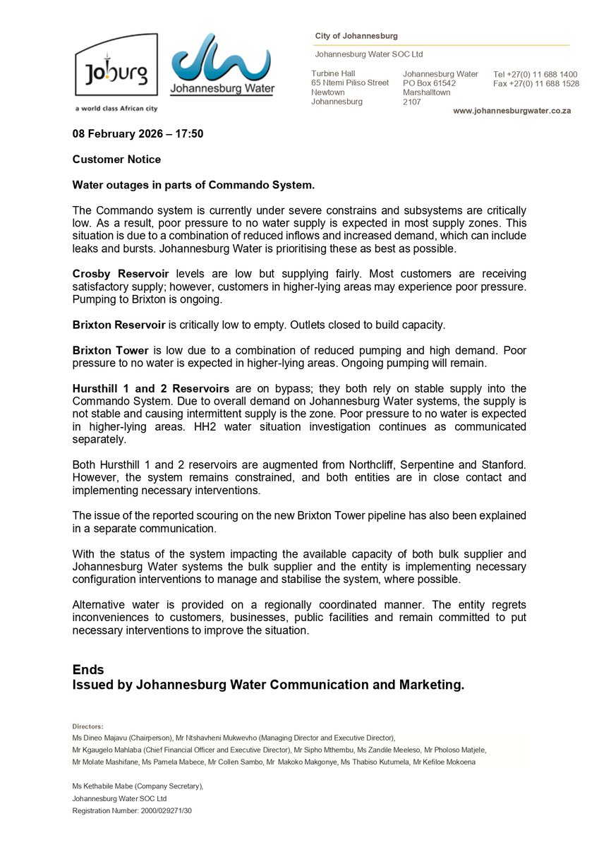 Johannesburg Water tweet media