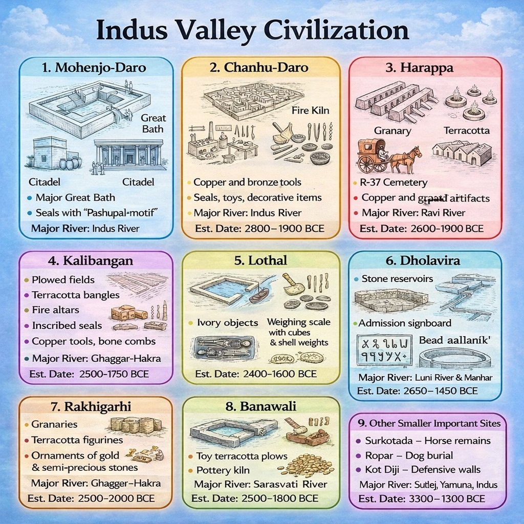 Important Sites of Indus Valley Civilization (IVC)

Quick facts for UPSC Prelims 2026