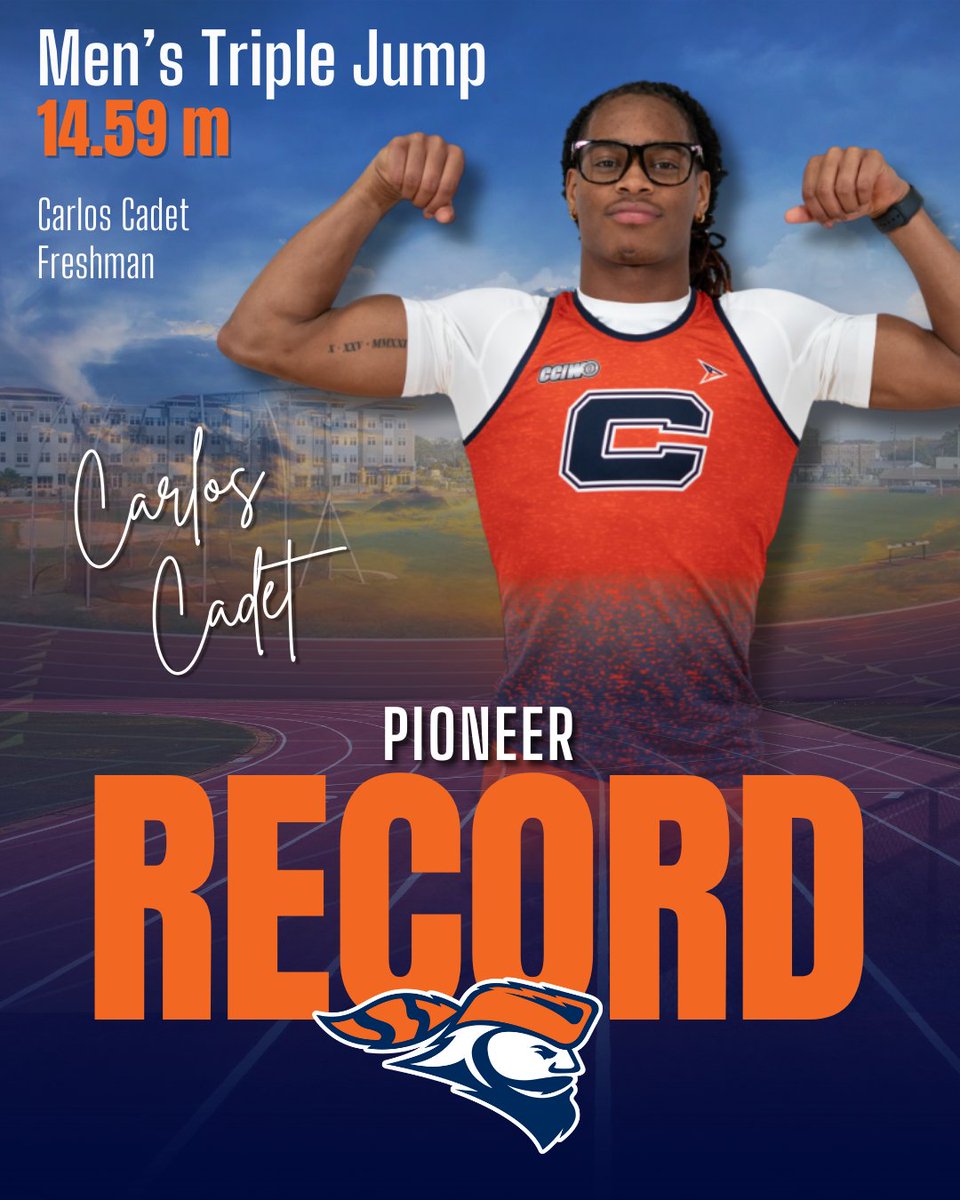 pio_athletics's tweet image. History made in Kenosha!

Freshman Carlos Cadet broke the Carroll University triple jump record at yesterday's Tadd Metzger Invitational, soaring 14.59m to set a new program best.

An outstanding performance from one of the Pios’ rising stars — congratulations, Carlos!

#GoPios