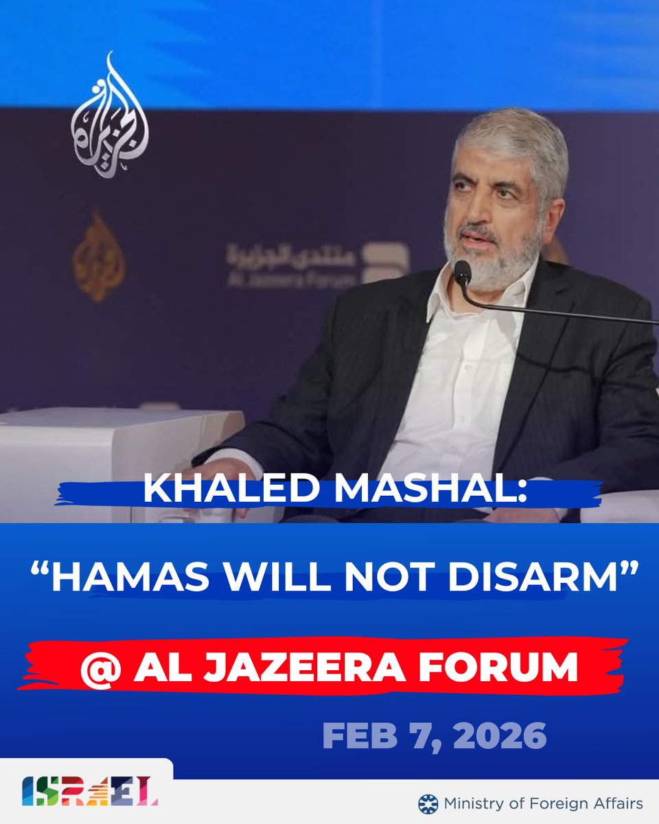 IsraelMFA's tweet image. Mashal admits it again: Hamas rejects Gaza’s demilitarization.

Another attempt to mislead the world while clinging to terror and jihad.

jpost.com/middle-east/ar…