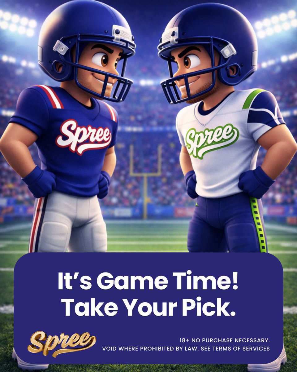 🏈 Super Bowl predictions time! Take Your Pick🔥

Comment your Super Bowl winner for a chance to win 20,000 GC + 20 SC 👇

Play Spree win.spree.com/spree-x 🎰

📣 Competition ends Feb 11 2025, 11:00am PT. Winners will be selected &amp; messaged directly. This promotion is not