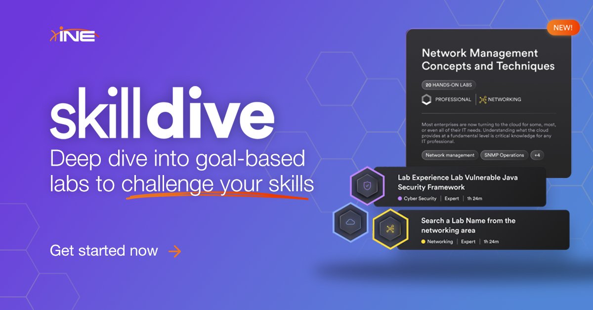 ine's tweet photo. Real skills are built by doing ๐งช
INE Skill Dive drops you into real world labs to sharpen cybersecurity, networking, and cloud skills through practice.
Get in the lab ๐ https://t.co/aJEnwHd4xh
#CyberSecurity #HandsOnTraining #INEsecurity https://t.co/GMezZmmpL7