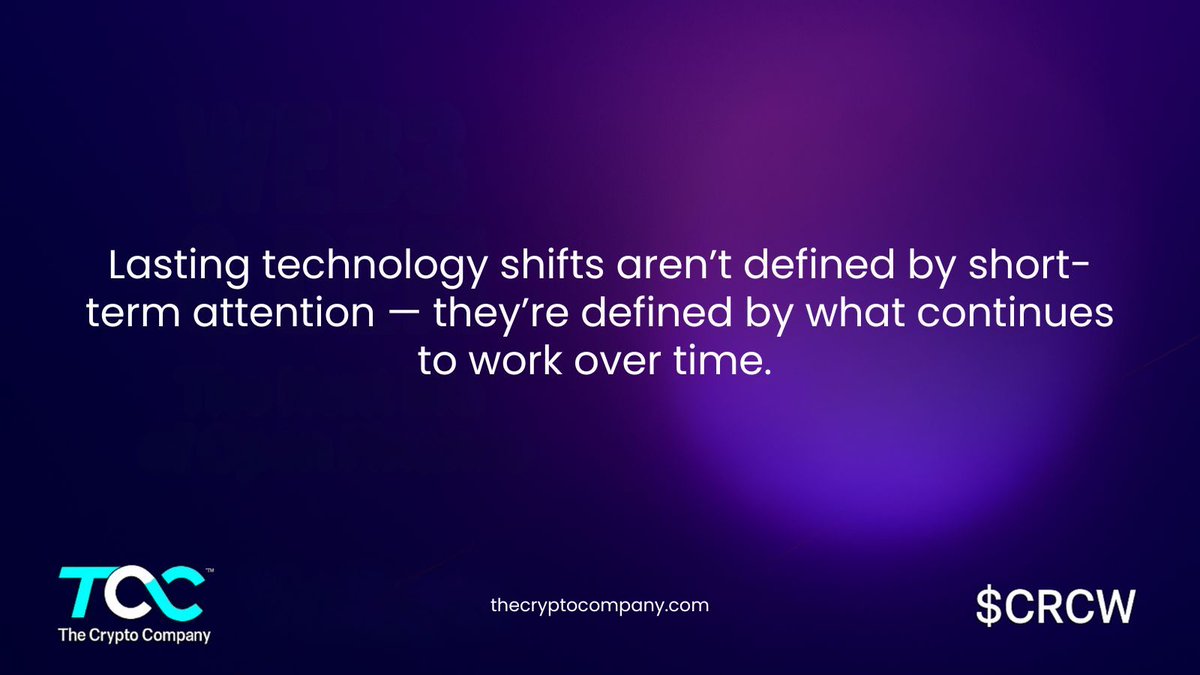 Lasting technology shifts aren’t defined by short-term attention — they’re defined by what continues to work over time. 

#Blockchain #OTCMarkets $CRCW