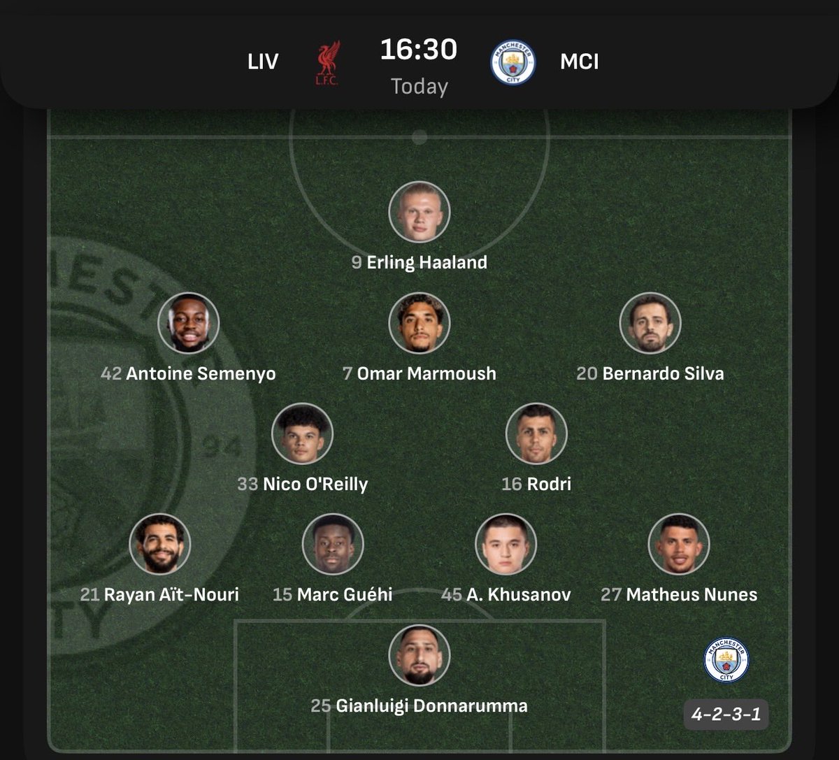WEFOOTBALL777's tweet photo. 2025-26 PREMIER LEAGUE MATCHWEEK 25
Sun 8 Feb 16:30 UKT - Liverpool vs Man City starting XI
#wefootball777 #football #premierleague #matchweek25 #lfc #mcfc https://t.co/zlyttXxF5l