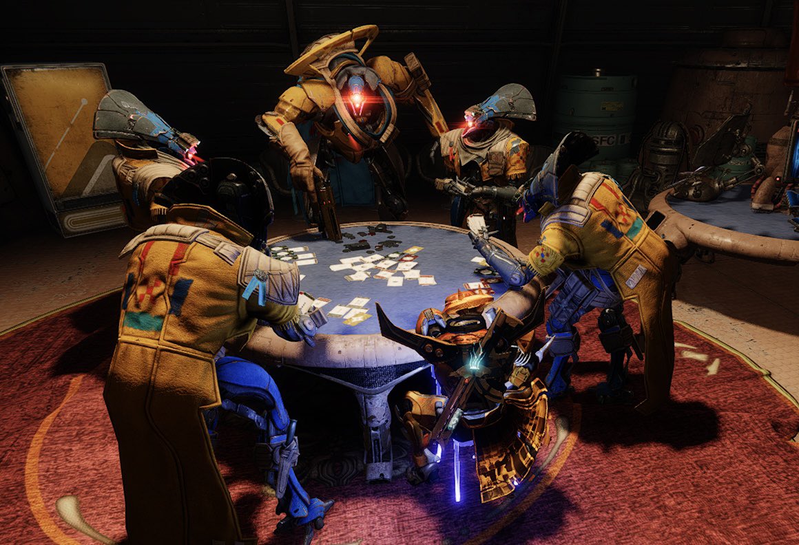 OMGriffith's tweet photo. Just playing some cards with the Tharsis boys… #TharsisThreads #destiny2 #Destiny2Fashion @Destiny2Team @DestinyTheGame 

Bungle ID: Griff#2376 https://t.co/0BBNBb7y9k
