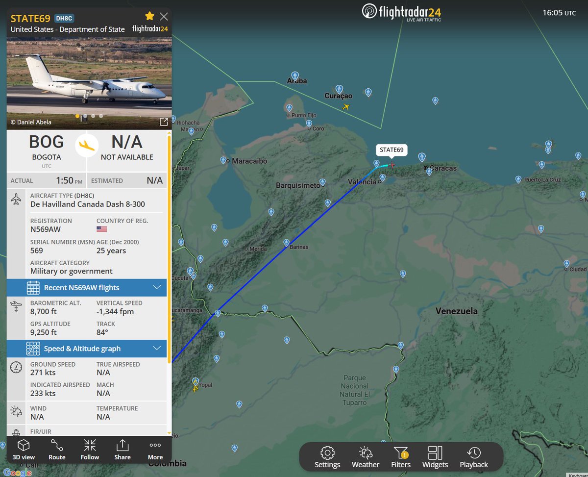 Flightwatcher1's tweet photo. Nueva visita del STATE69 con más personal para la embajada de EEUU en Caracas, ni los domingos descansan..😳 https://t.co/aeGYAU8NEN