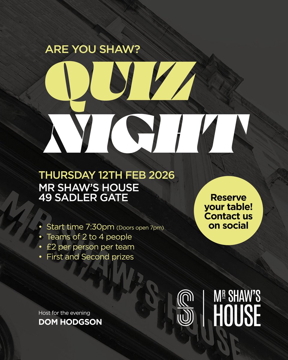 KMShaw75's tweet photo. Quiz this Thursday 🚨book your table by messaging me 🙏🏼 https://t.co/oaw95wHOmL