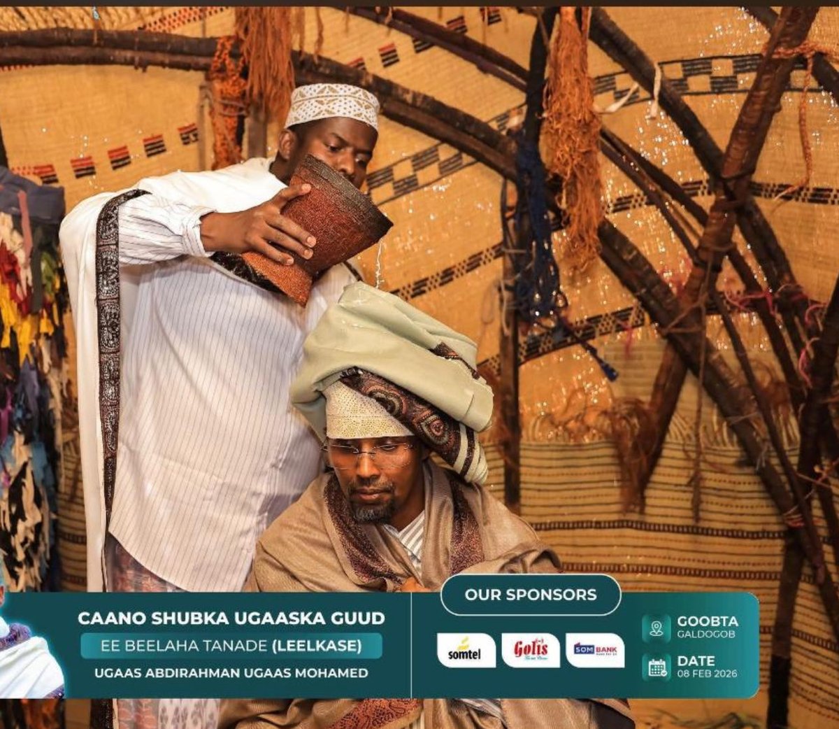 MinisterHashi's tweet photo. Waxaan si weyn ugu hambalyaynayaa Ugaaska Guud ee Beesha Tanade Daarood Ugaas Cabdiraxmaan Ugaas Maxamad Ugaas CaliGeesood oo maanta lagu caleemasaaray Degmada Goldogob. Ugaas guuleyso! Waxaan Mahad ballaaran u celinayaa dhammaan Madaxda siyaadsadda iyo dhaqanka oo ka soo qaybgalay munaasabadaas qaaliga ah. Waxaan Allah uga baryayaa Ugaaska inuu guuleysto, noqdo Ugaaskii nabadda iyo isu soo dhaweynta bulshaweynta walaalaha ah ee wada degta Puntland iyo Galmudug si guud iyo gaar gaar ba, kana shaqeeya midnimada iyo wadajirka Ummadda Soomaaliyeed iyo adkaynta dawladnimadeeda.
