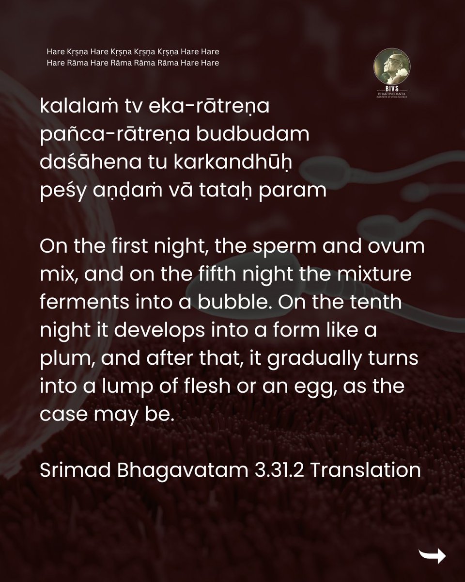 BIVScience's tweet image. Thousands of years ago, Srimad Bhagavatam described the journey of life in the womb, long before modern microscopes existed.

Vedic wisdom and modern science sometimes meet in the most fascinating ways. 

#SrimadBhagavatam #DidYouKnow #AncientWisdom #ScienceAndSpirituality