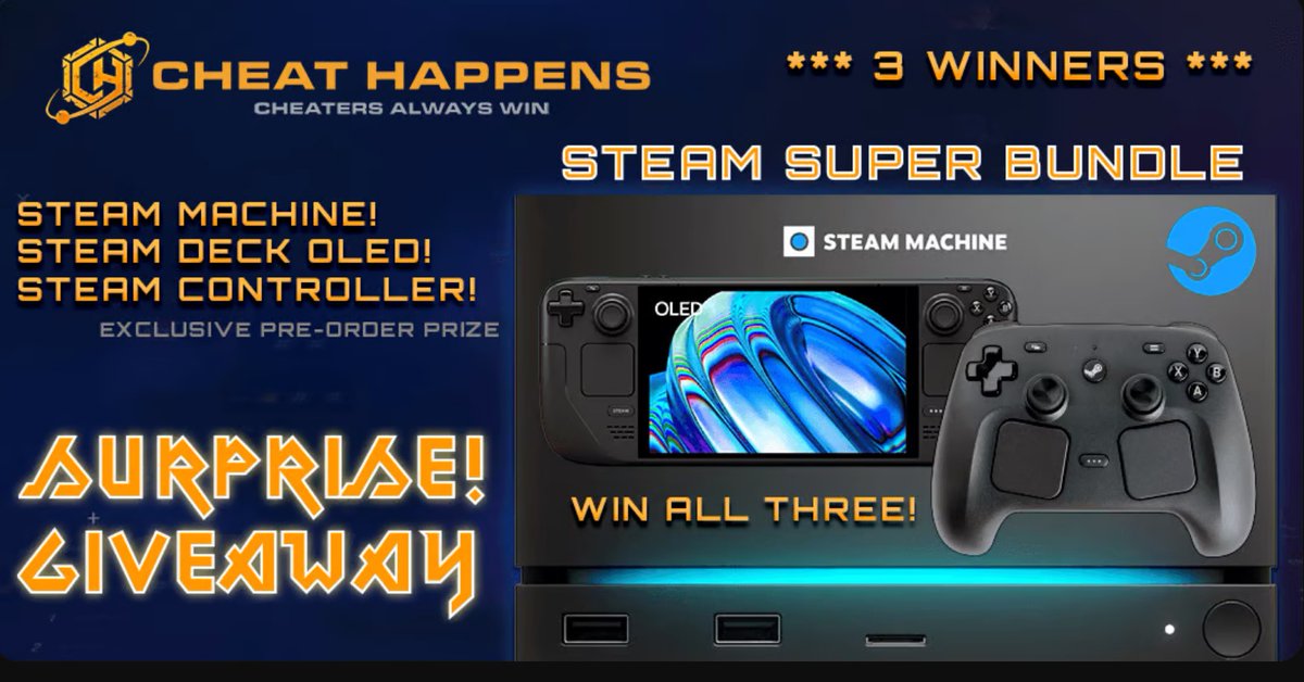 Try to win a Steam Machine, Steam Deck and Steam Controller from <a href="/cheathappens/">Cheat Happens</a> wn.nr/CBASWRG