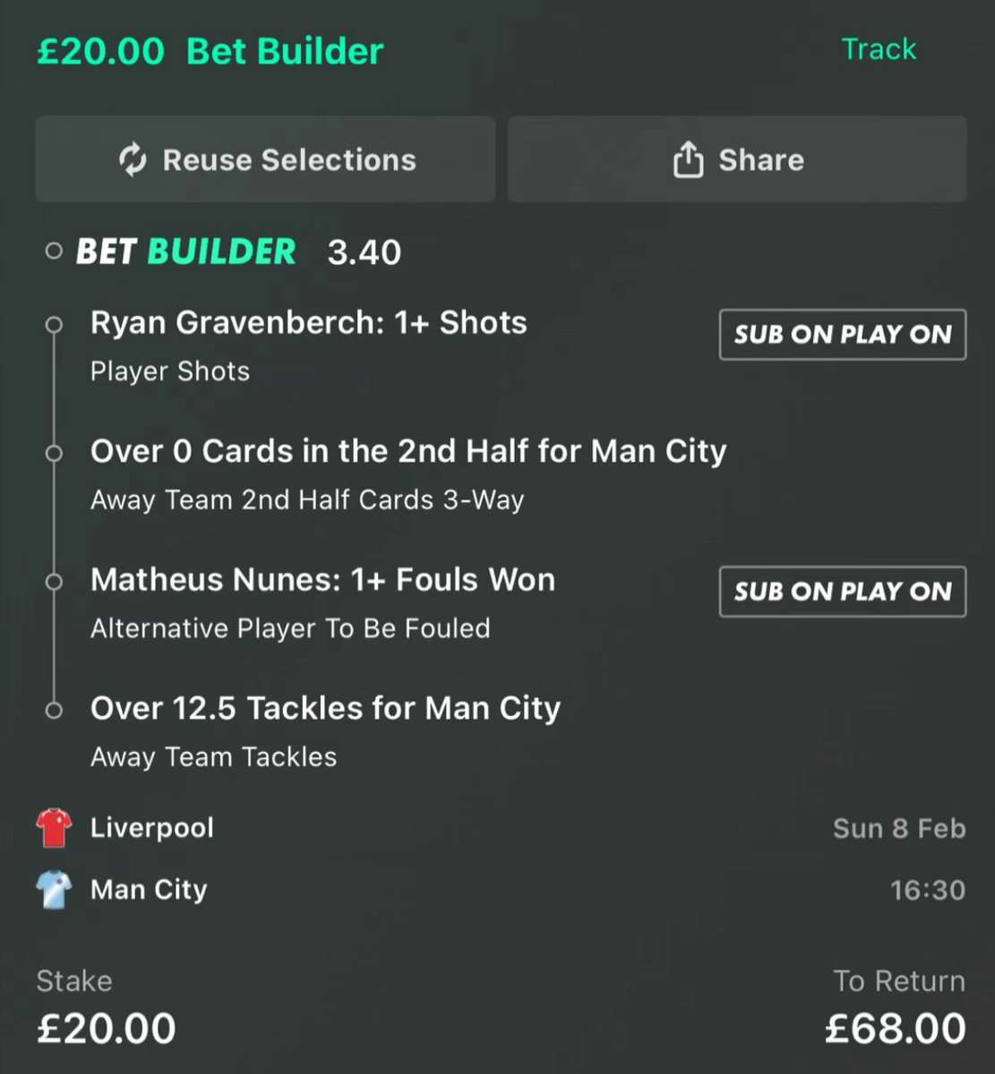 TheStatScout's tweet photo. 🚀 LIVERPOOL v MAN CITY

💰 2 units | 📊 Odds: 3.40

📊 Research

Gravenberch Home Shots: 2, 0, 5, 1, 3, 2, 1, 2, 0, 0, 2, 1, 1, 0, 1

City Away SH Cards: 2, 2, 1, 2, 3, 3, 1, 0, 1, 1, 2, 1
Liverpool Home SH Cards Against: 1, 2, 2, 2, 3, 0, 1, 1, 1, 2, 2, 1

Nunes Away Fouls Won: 1, 1, 1, 0, 2, 3, 1, 0, 1, 3, 1, 1, 1

City Away Tackles: 18, 15, 13, 14, 14, 13, 16, 14, 13, 23, 13, 22
Liverpool Home Tackles Against: 20, 14, 18, 15, 11, 27, 17, 13, 16, 18, 19, 14

Add To Your Bet Slip - https://t.co/mB0Cq4p8Ga

All stats provided by @StatsHubCom