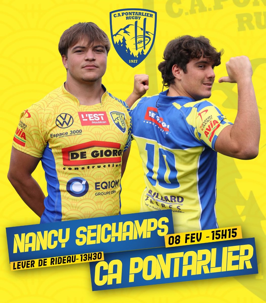 CAPontarlier's tweet image. 🏉 Nouvelle défaite des Jaune et Bleu à l'extérieur, cette fois à Nancy...

Nancy Seichamps Rugby 1️⃣5️⃣-0️⃣5️⃣ CA Pontarlier

#Federale3 #Fed3