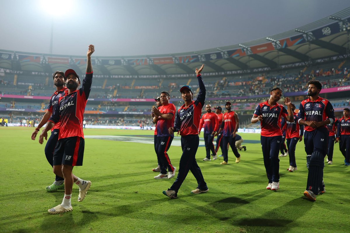 So close yet so far.Proud of the resilience and the effort put in from the boys.
We keep marching ahead.
To all our fans you are the heartbeat of everything that we believe in as a cricket loving nation marching 
onwards and upwards.
Wankhede felt like home today.🇳🇵

<a href="/CricketNep/">CAN</a>