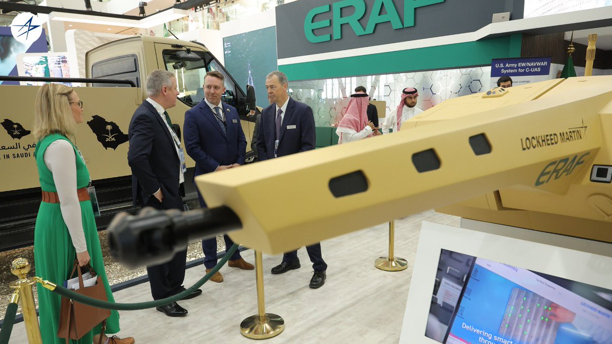 LMEvents's tweet photo. Our #LockheedMartinUK uncrewed turret is on display at @WDS_KSA, demonstrating multi-platform versatility with AI-enabled systems and advanced sensors.

Great to welcome @LukePollard, UK Minister of State for Defence Readiness and Industry, for a closer look at the capability. 🇬🇧 https://t.co/SQyNYV0tic