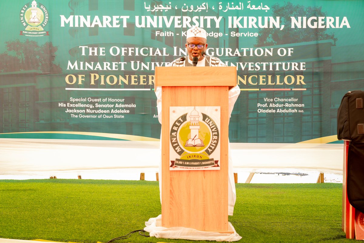 MinaretUni's tweet photo. THE VISIONARIES BEHIND THE MISSION

A historic moment capturing the leadership that will steer Minaret University into a new era of academic excellence and moral integrity.

Presenting the pillars of our institution:

• The Chancellor: Barr. (Alh.) Alatoye Folorunso AbdulAzeez
(National Head, Ahmadiyya Muslim Jama'at of Nigeria)

• The Pro-Chancellor: Dr. (Alh.) Hassan Sunmonu
(Pioneer President, Nigeria Labour Congress - NLC)

• The Pioneer Vice-Chancellor: Prof. Abdul Rahman Abdullah

Together, they carry the mandate to build a citadel of learning that empowers minds and shapes the future. ✨

#MinaretInauguration #UniversityLeadership #MUI #OsunState #Education #Ahmadiyya