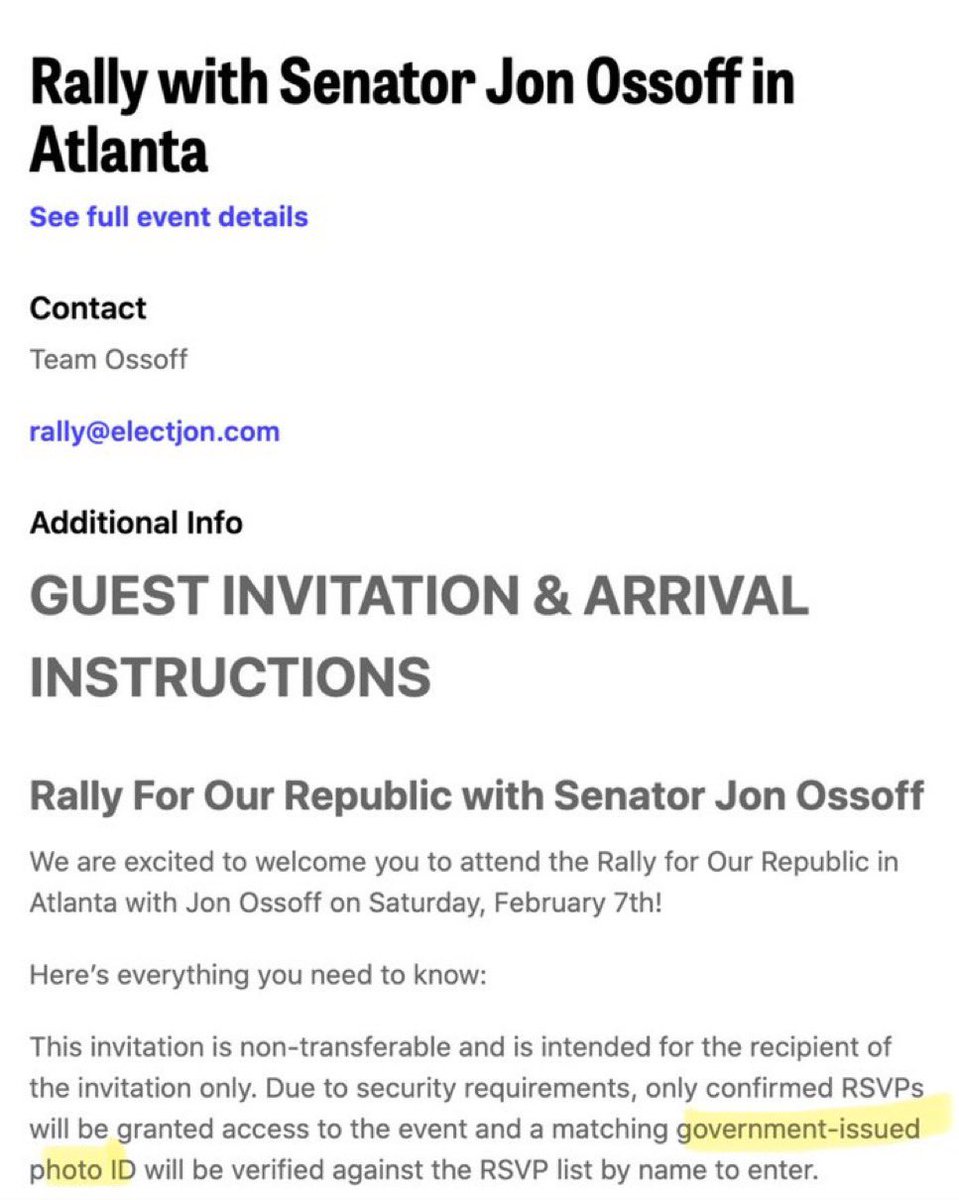 C_3C_3's tweet photo. The irony.

A Democrat that opposes ID to vote mandates ID to attend his event…

Where he talked about the evils of showing ID. https://t.co/SuvSpBmN2i