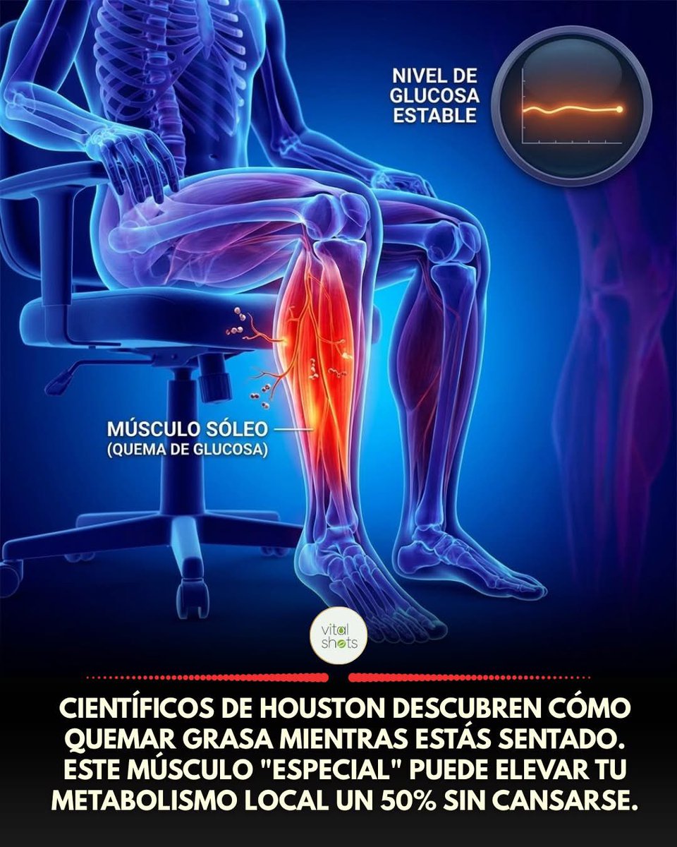 musicandsoularg's tweet image. Parece demasiado bueno para ser verdad, pero está publicado en *iScience*!

Investigadores de la Universidad de Houston descubrieron que un movimiento minúsculo, la **Flexión del Sóleo** (Soleus Pushup), puede mantener el metabolismo oxidativo alto durante horas, incluso estando
