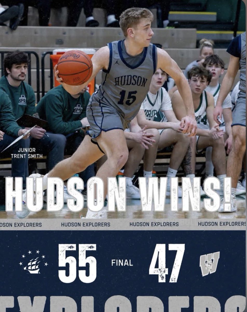 HudsonHoops_'s tweet photo. The @HudsonHoops_ team picks up win #13 as they head down the homestretch of their season! Hudson was lead in scoring last night by senior Nathan Judy 21 points and senior Jayden Carlton with 17 points. Back in action Tuesday night @ Stow! See you there! #RollHud @HudsonOHSports https://t.co/0DikmHb96P