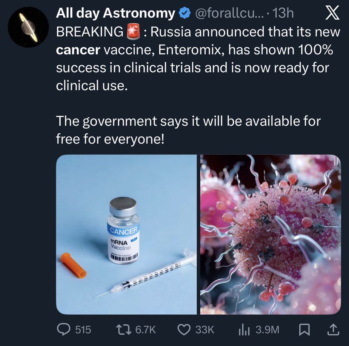 Jeremybtc's tweet photo. So you’re telling me within one week everyone suddenly found cures for every type of cancer? https://t.co/U4XoEoDvP3