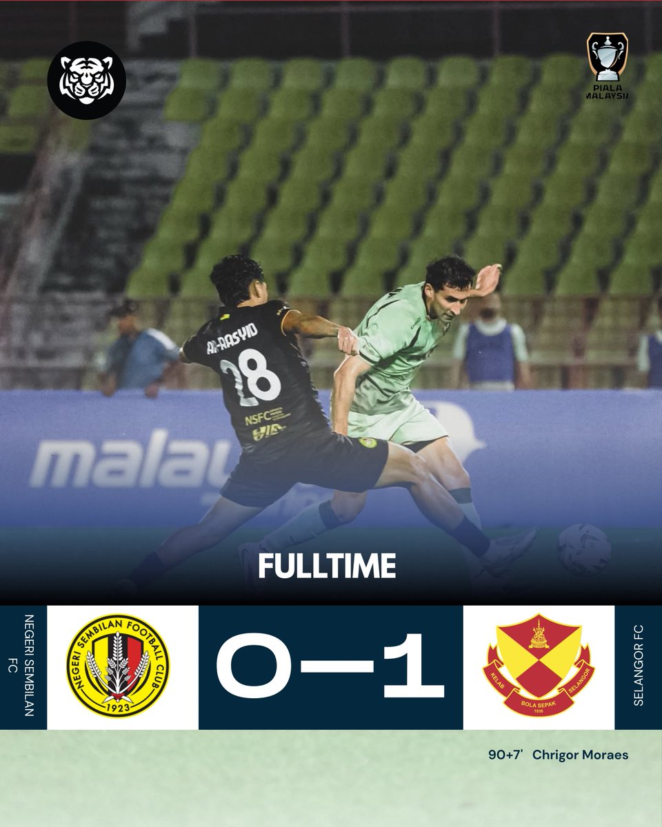OneTigerForever's tweet image. Gol lewat Chrigor Moraes pastikan Selangor menang 1-0 ke atas Negeri Sembilan di tempat lawan, dalam perlawanan first leg Piala Malaysia di Stadium Paroi

Selangor FC
⚽️ Chrigor Moraes 90+7

📸 :SELANGOR FC
Ikuti : @onetigerarena / @onetigerfootball

#OneTigerArena #FYPBola