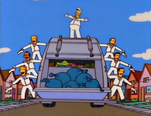 BenDempsey18's tweet photo. @EndWokeness The Simpsons nailed it again.  The people voted for crazy campaign promises, and then the city got buried in its own garbage… https://t.co/bd9bddnjeH