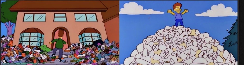 BenDempsey18's tweet photo. @EndWokeness The Simpsons nailed it again.  The people voted for crazy campaign promises, and then the city got buried in its own garbage… https://t.co/bd9bddnjeH