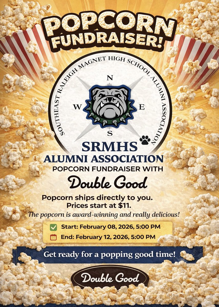 srmhsalumni's tweet photo. Popcorn fundraiser. We’d love your support! https://t.co/8sLJRbKTUY
