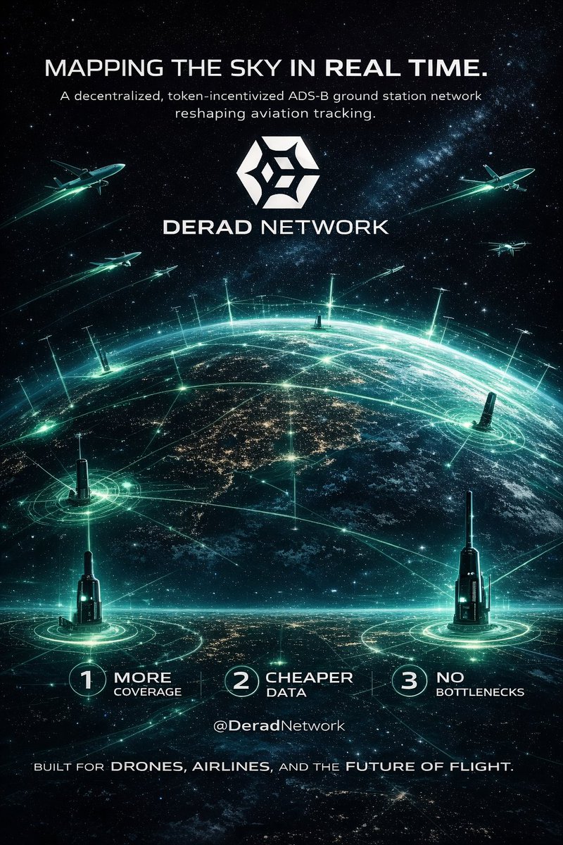 goddysunday74's tweet photo. The sky is no longer the limit. 🌌
@deradnet turns anyone’s antenna into a token-earning ADS-B ground station.
Real-time airspace data. Global coverage. Rewards for filling gaps.
The future of aviation is decentralized. ✈️💎 
Join now!!!

#Derad #Web3 #AviationTech https://t.co/cJfph6QmIp