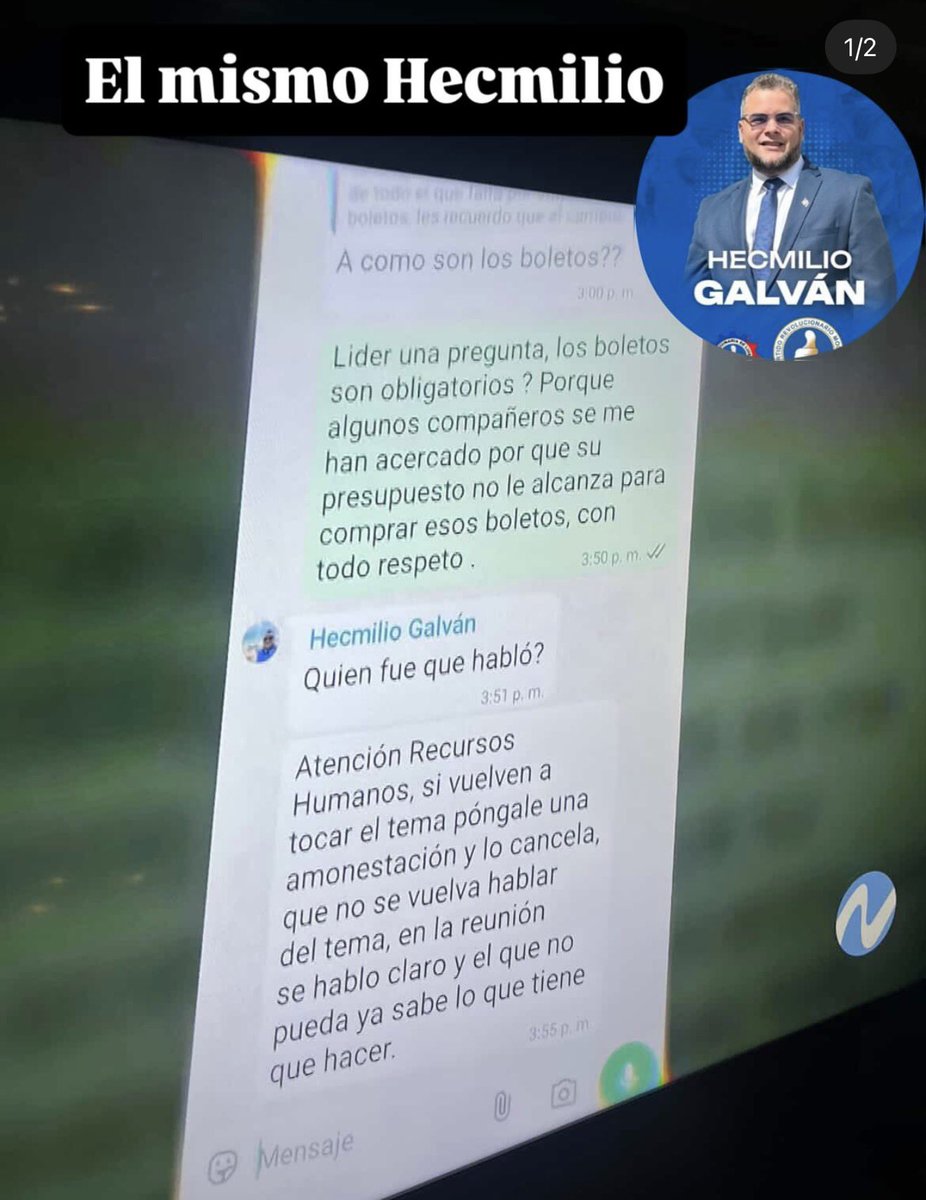 😳😳

Nuria Piera presenta conversaciones donde Hecmilio Galván da órdenes directas a Recursos Humanos del FEDA para amonestar y cancelar a empleados que cuestionen una rifa obligatoria con fines de campaña política.

Y ese era uno de los “salvadores” y jueces morales del país.