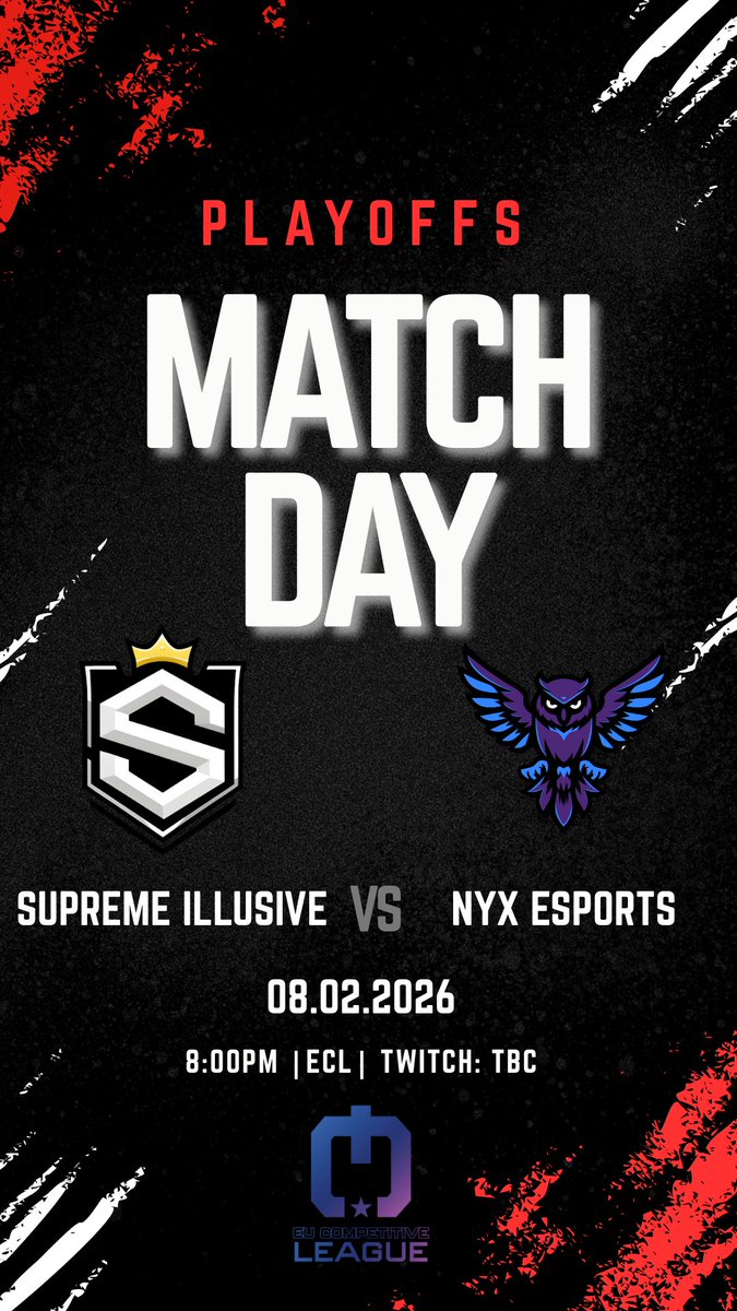 Supreme Illusive are in action tonight as they take on NYX eSports in the loser finals of div 3 ECL. The boys will be looking to book their spot in the grand finals. 

GL to <a href="/CamVoid_/">CamVoid</a> <a href="/OjBigP/">OjpT</a> <a href="/RexsVii/">RexsVII</a> <a href="/nutz_eu/">nutz</a> 

🕛8:00PM GMT

#StaySupreme