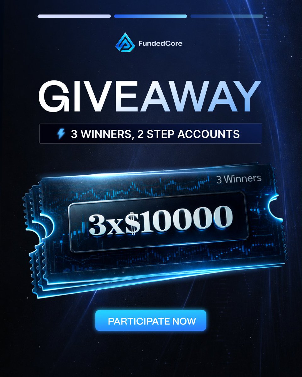 Giveaway! $10,000 accounts for 3  traders 

Rules:
 
1. Like &amp; Repost

2. Follow me &amp; <a href="/FundedCore/">FundedCore</a>  <a href="/BellaTradeft/">Bella</a> <a href="/thisMVP/">MVP</a> 
 
3. Mention 3 Traders

4. Only active can win

Good luck, Winners in 72 hours 🦅