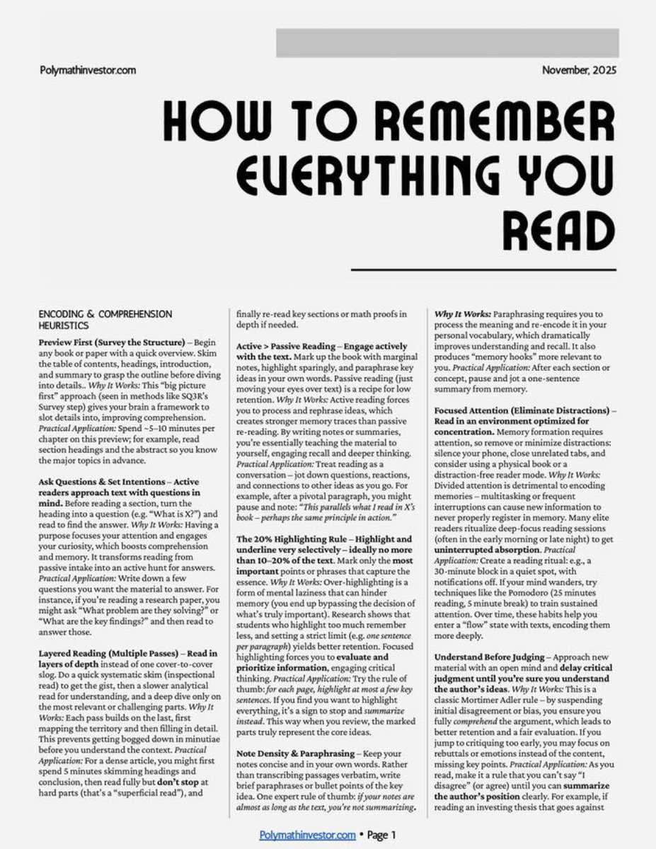 How to remember everything you READ