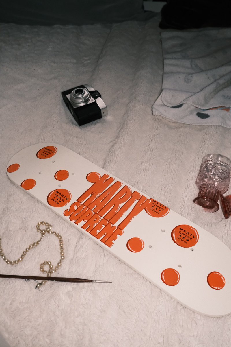 m4gn0li4s's tweet photo. Marty Supreme hand-painted skateboard https://t.co/OAhIGLWqG5