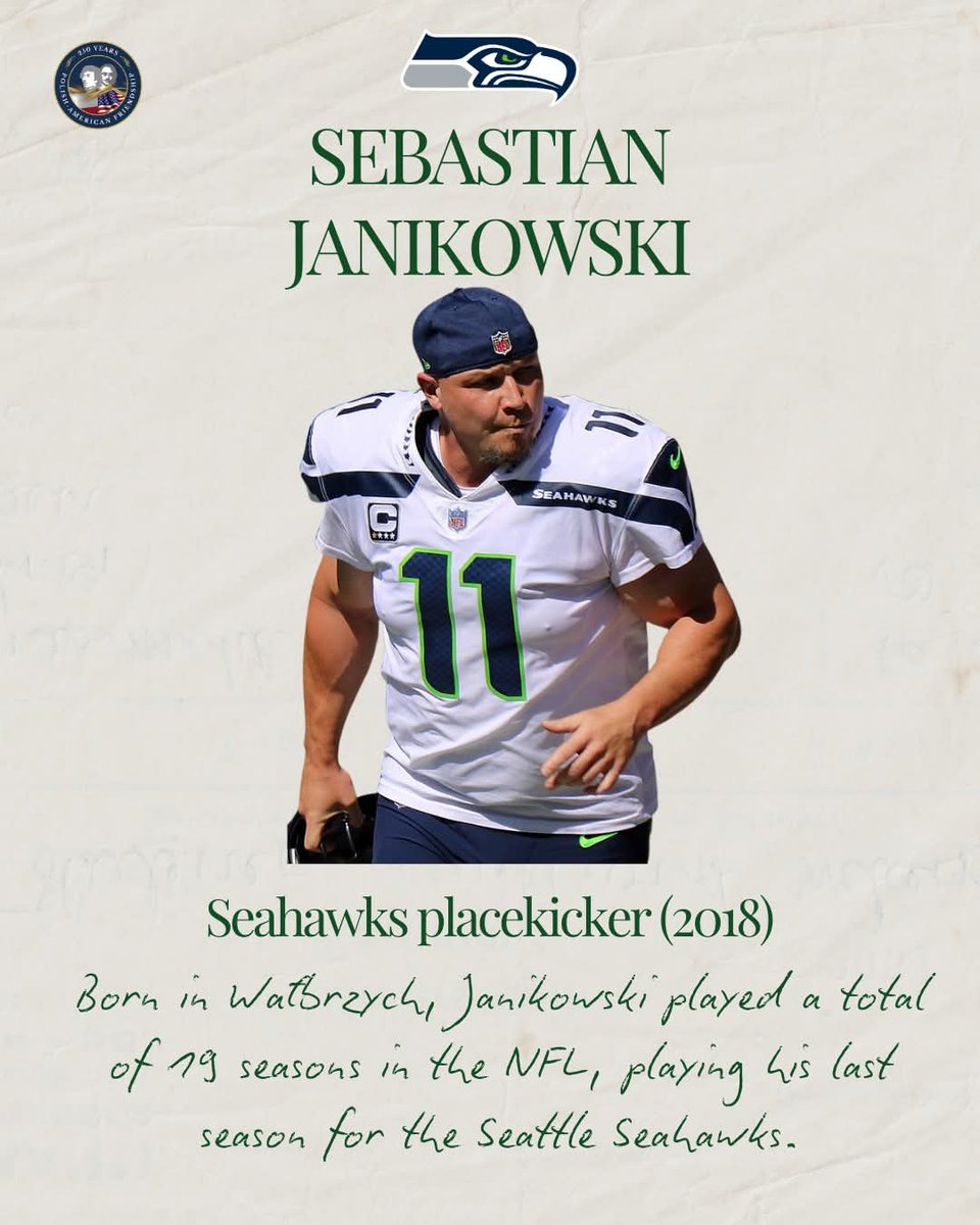 PolishEmbassyUS's tweet photo. 🇵🇱🤝🏈🤝🇺🇲 What's the Polish connection to this year's Super Bowl? Well, there were some remarkable Polish stars who played for both the Seattle Seahawks &amp; the New England Patriots. We hope both teams have fun tonight! #SuperBowlLX https://t.co/C2znDenSr2