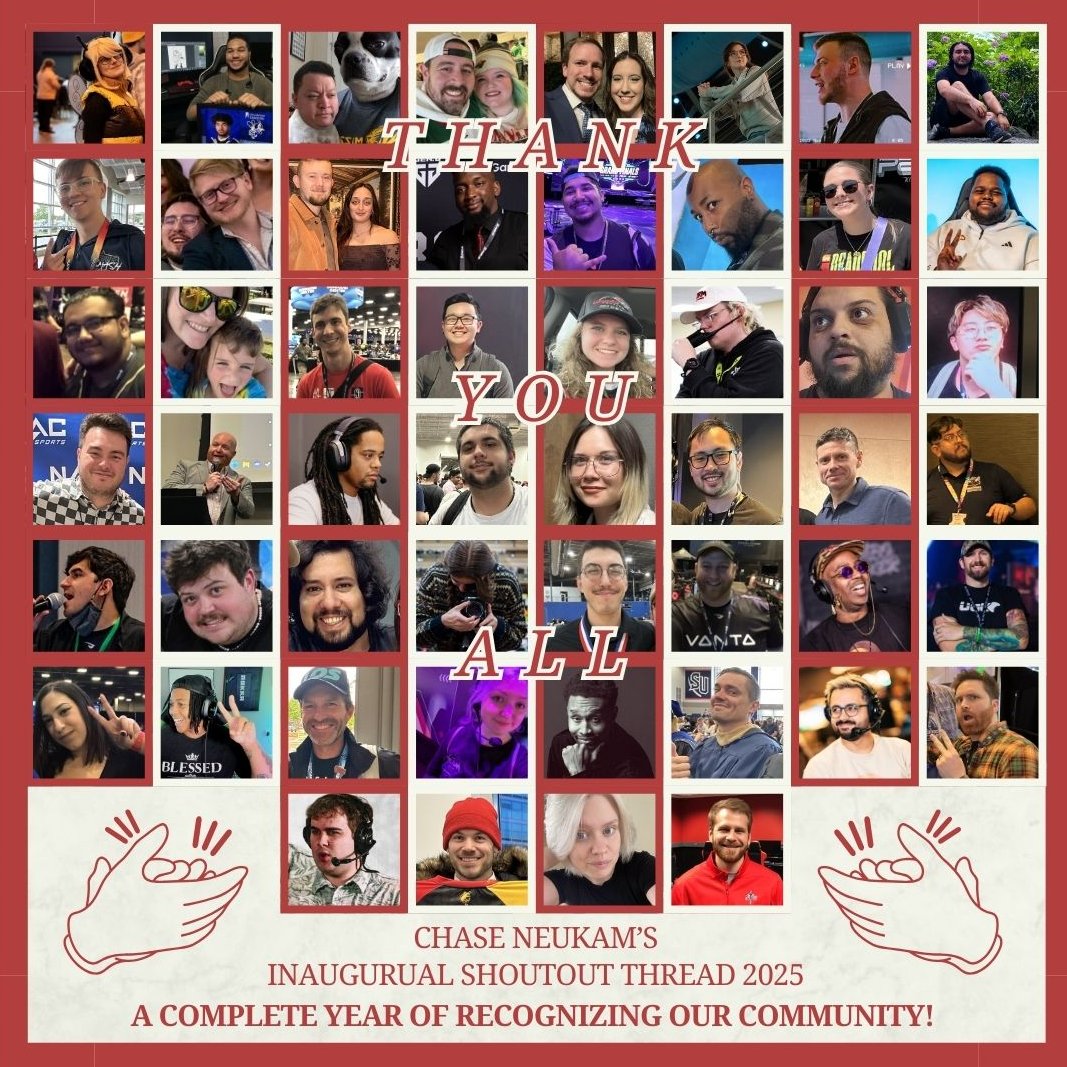 chaseneukam's tweet photo. The inaugural esports shoutout thread for 2025 has concluded:

Without the work of those recognized, as well as the many not listed, our space would be much worse for wear!

Remember there is not enough kindness in the world so celebrate your peers! https://t.co/8YADOPdkJQ