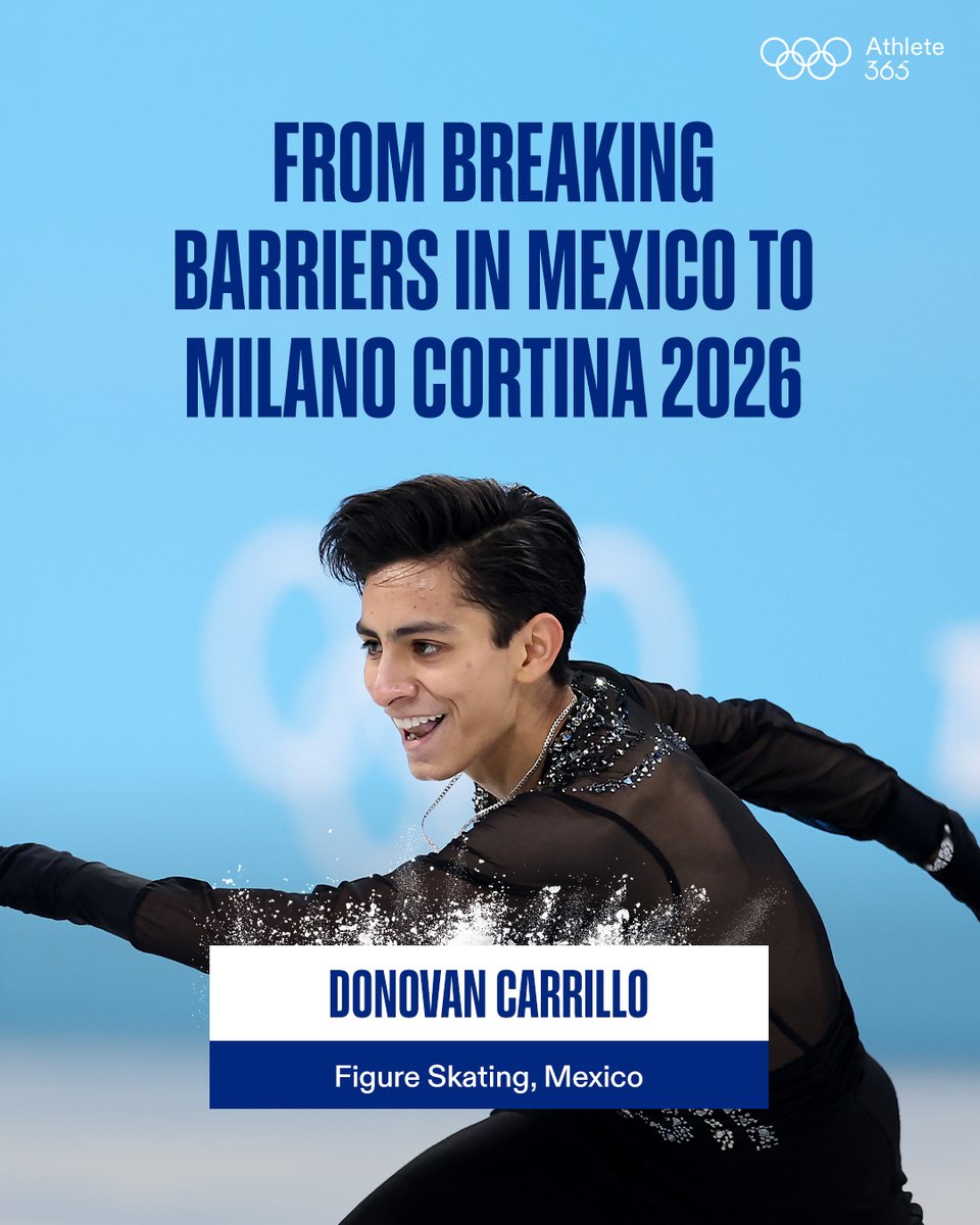 Athlete365's tweet photo. Donovan Carrillo is breaking barriers once again. ⛸️ 🇲🇽

After making history as Mexico’s first male Olympic figure skater in 30 years, he’s back for his second Games - carrying the hopes of a nation and inspiring the next generation to dream big. 💪

Now set for @milanocortina26, Donovan reflects on the obstacles he’s overcome, the support that made it possible and the memories drawing him back to Milan. ❄️

Read his story ➡️ 
https://t.co/FiFk95lVRg

#Athlete365 #MilanoCortina2026 #FigureSkating