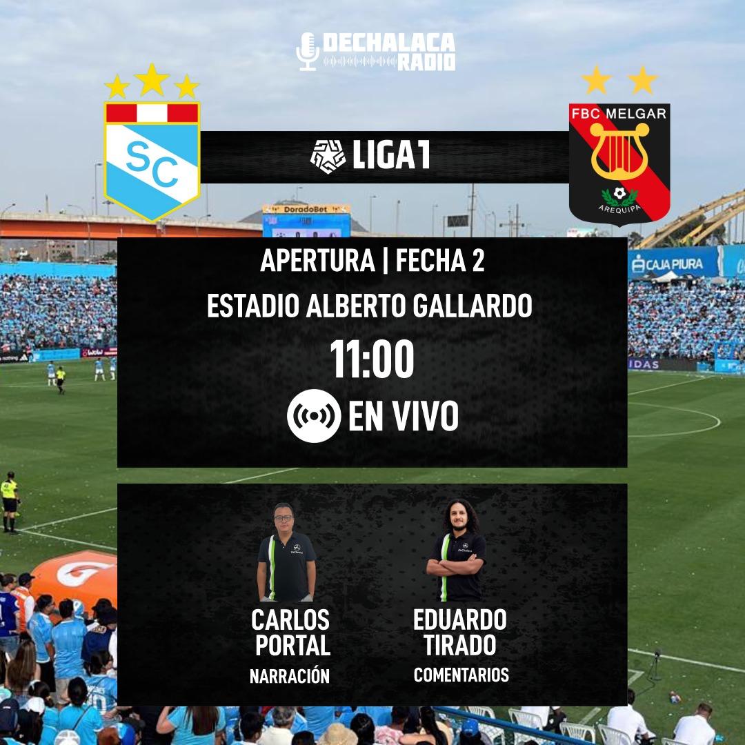 [EN VIVO] #Liga1 🇵🇪 por #DeChalacaRadio

🏆 Apertura - fecha 1

🍺 Sporting Cristal 🆚 FBC Melgar 🌋

🏟 Estadio Alberto Gallardo (Lima)

🎙 Narración: Carlos Portal
🗣 Comentarios: Eduardo Tirado

🎧 ¡Escúchalo en vivo en nuestra radio web! 👉 bit.ly/DeChalacaRadio