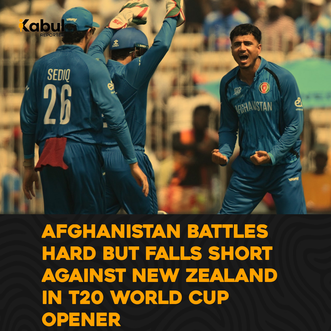 kabulreporter's tweet image. Kabul Reporter: Afghanistan fought hard but fell short against New Zealand in their T20 World Cup opener in Chennai. 🇦🇫 scored 182/6, led by Gulbadin Naib’s 63, but NZ chased it down with Tim Seifert’s 65. #T20WorldCup #AFGvNZ
#Afghanistan #Cricket