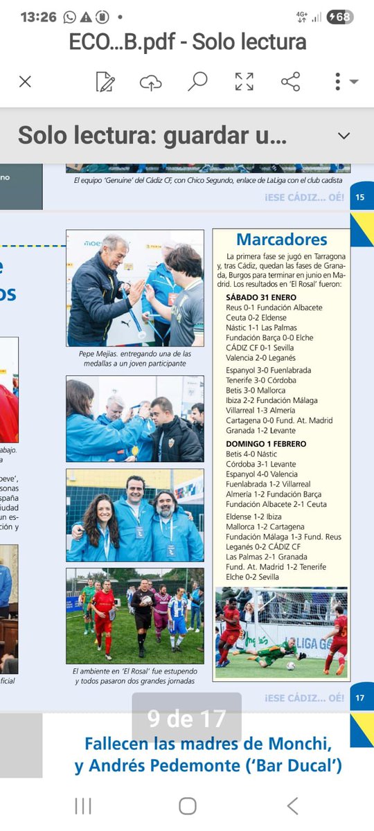 Grande LINEA 6 con la Revista ÉSE CÁDIZ OÉ.... apoyando LA LIGA GENUINE MOEVE.