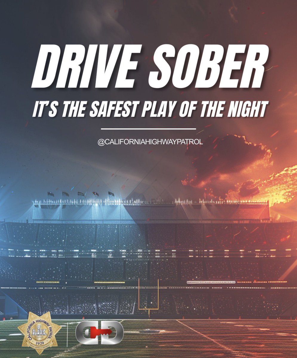 Be the MVP this Super Bowl Sunday, Don’t Drink and Drive.
Super Bowl Sunday is one of the deadliest days on California roads. Alcohol-related crashes spike, and about 1 in 3 traffic deaths in CA involves an impaired driver. Drive sober and get home safely