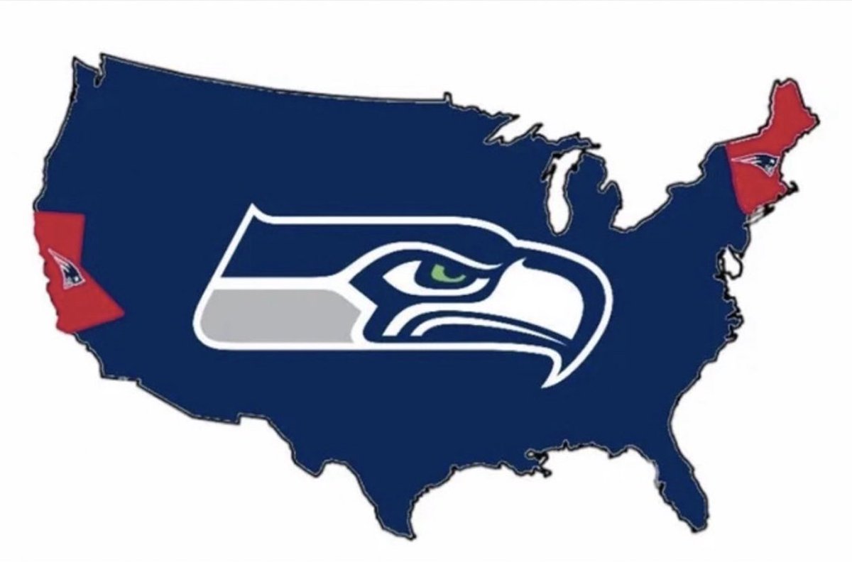 NFL_DovKleiman's tweet photo. The ACTUAL map of who America is rooting for to win the Super Bowl. https://t.co/Y4H6uHTM1h